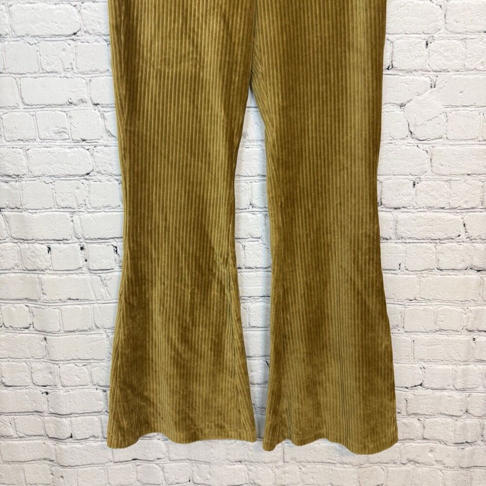 Aerie Corduroy Flare Pants Womens Large L Mustard Pull On Stretch High Rise Boho - Picture 3 of 9